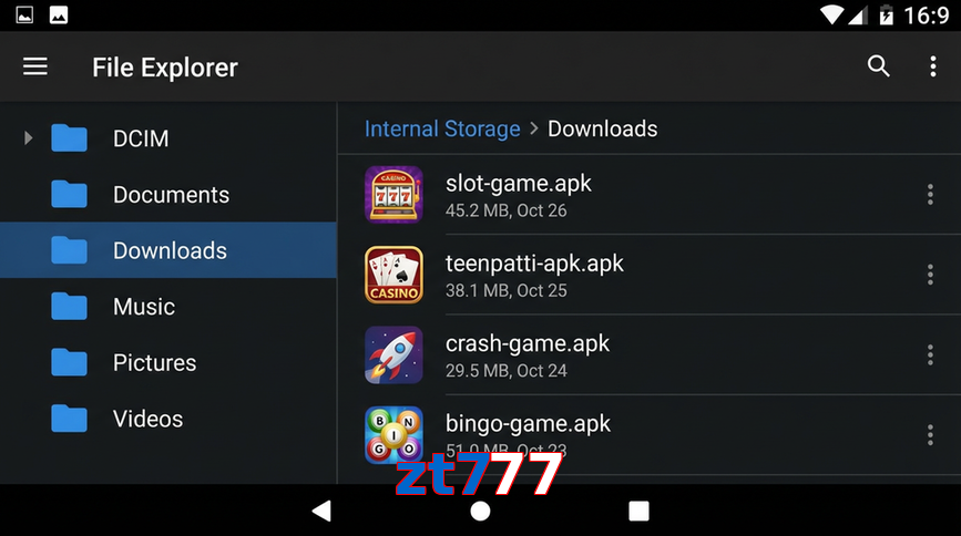 Main screen of Zt777 gameapk page for PK players